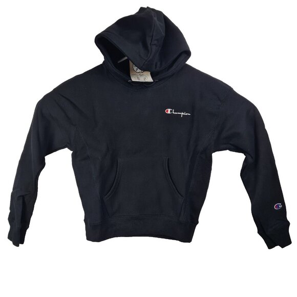 Champion Women Reverse Weave Fleece Pullover Black Hoodie - Picture 10 of 12